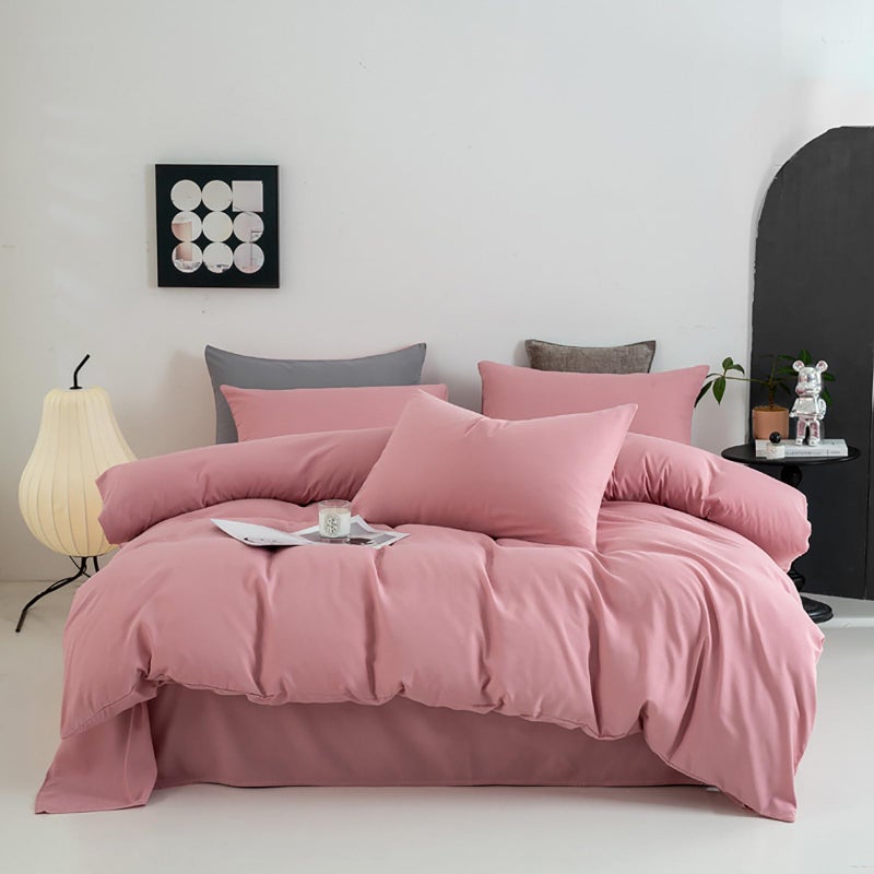 Cottonight Pink Comforter Set Queen Women Girls Blush Pink Bedding Set Full Quilts Blanket Solid Color Dusty Rose Comforter Set - Image 1
